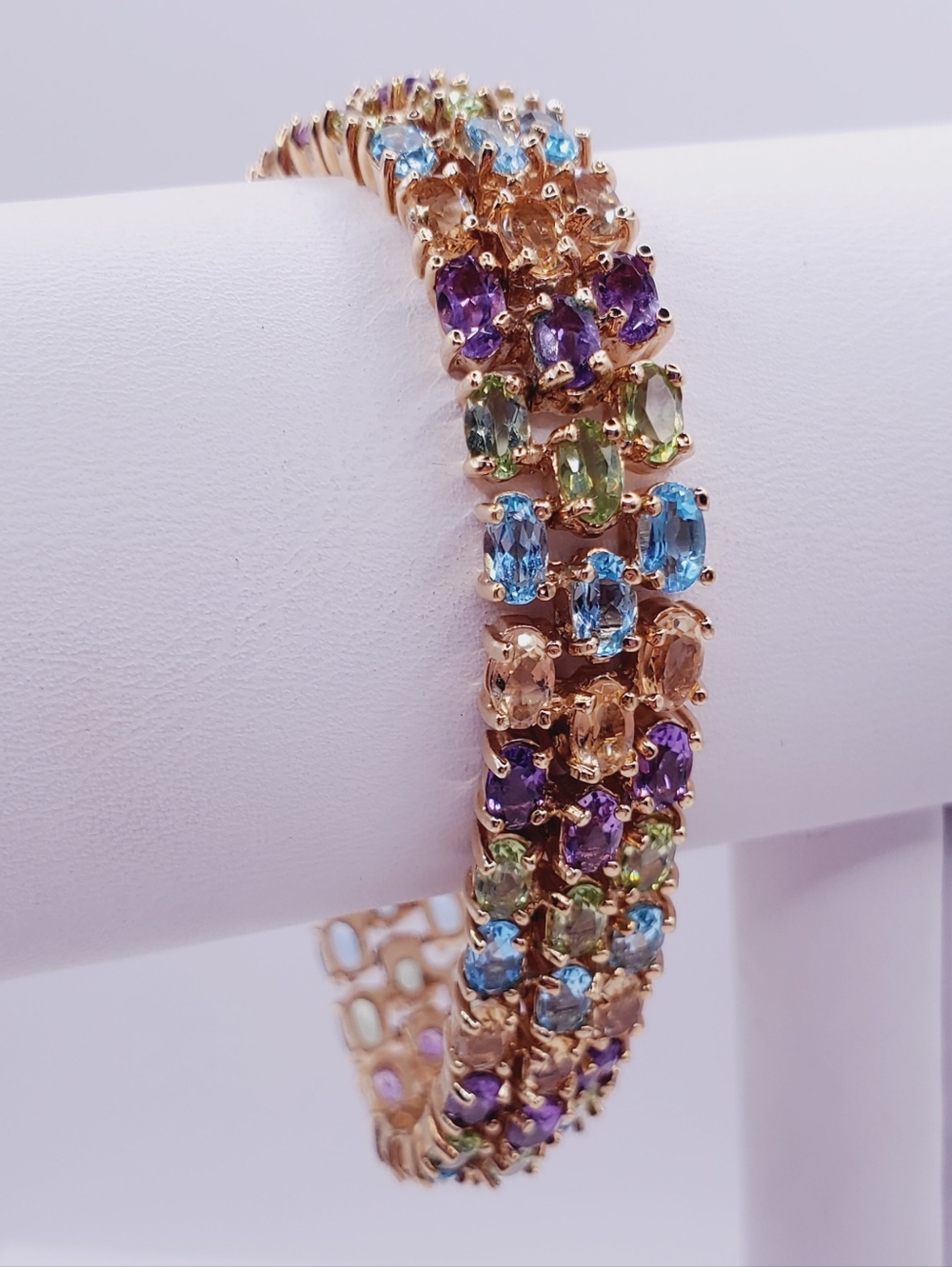 22 Carat Multicolor Oval Gemstone Tennis Bracelet - Women Jewelry